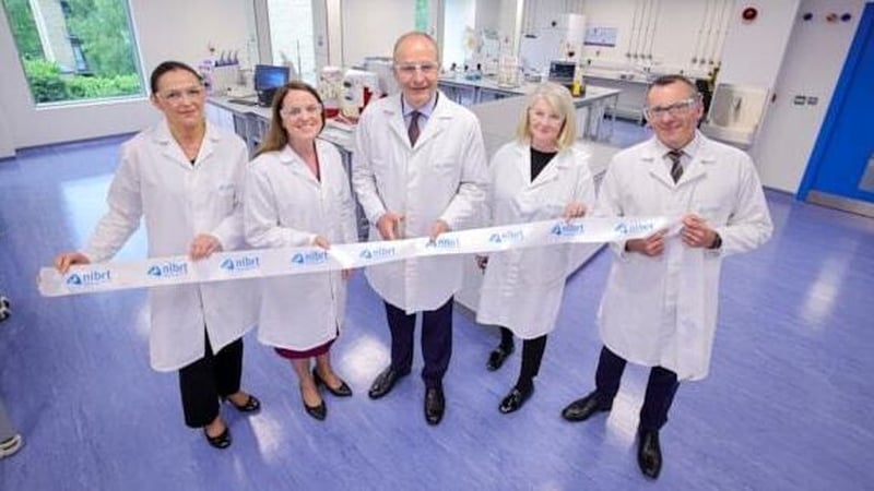 Kate Cotter of NIBRT, Rachel Shelly from IDA Ireland, Tánaiste Michael Martin, Julie O'Neill from NIBRT and Darrin Morrissey, the CEO of NIBRT