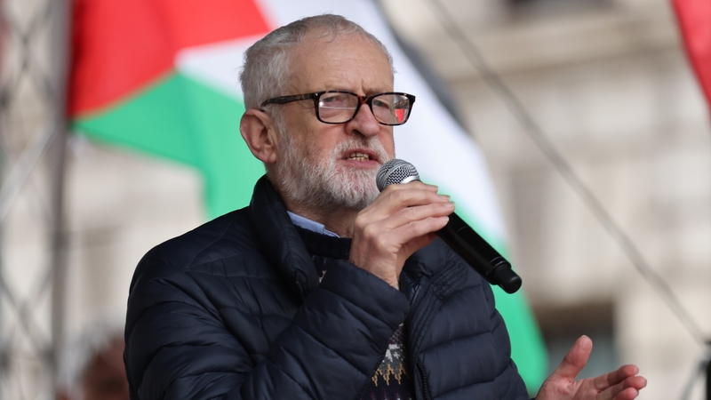 Former Labour leader Jeremy Corbyn speaking at a rally during a pro-Palestine march in central London earlier this year