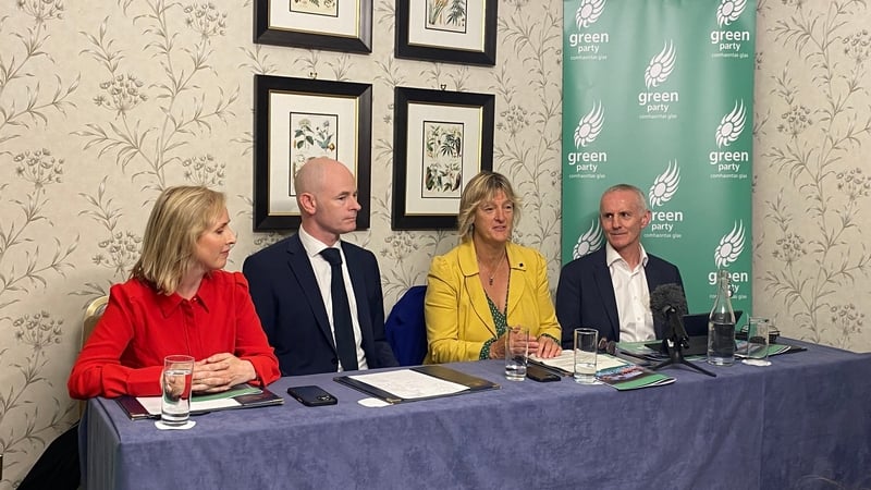 From left, Green Party Senator Pauline O'Reilly, Ossian Smyth TD, Grace O'Sullivan MEP and Ciarán Cuffe MEP
