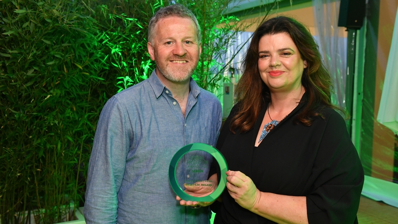 Fresh Film founder Jayne Foley with Paul Ryan from the organisation Film in Limerick at the Screen International Global Production Awards in Cannes