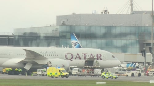 Qatar Airways flight QR017 from Doha landed at Dublin Airport shortly before 1pm yesterday
