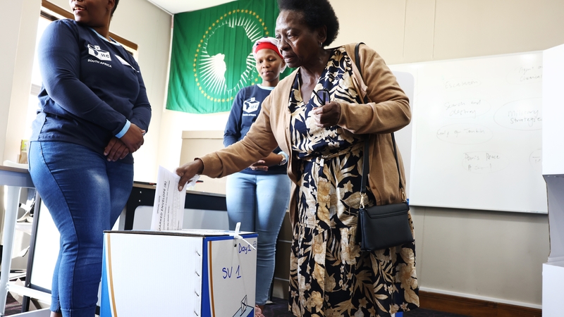 Elderly South Africans take part in special early voting at the Reddam House Waterfall School in Midrand