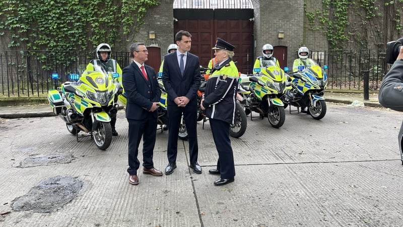 Jack Chambers (C) pictured with Road Safety Authority CEO Sam Waide and Assistant Commissioner Roads Policing Paula Hilman