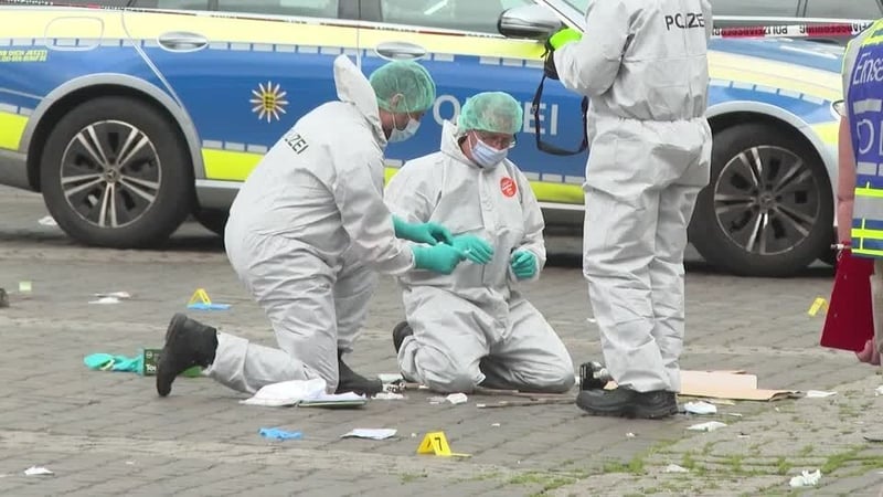 Police forensic experts at the scene in the southwestern city of Mannheim