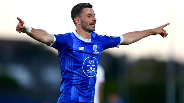 Pádraig Amond celebrates what proved to be the match-winner against Bohs