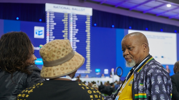 Gwede Mantashe, chairman of the African National Congress, at the Independent Electoral Commission national results centre in Midrand, South Africa