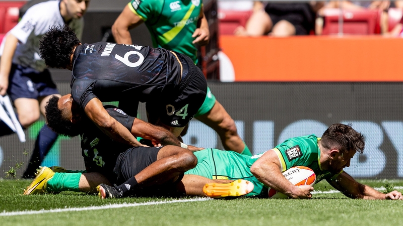 Hugo Keenan scored a try for Ireland Sevens but it wasn't enough against New Zealand