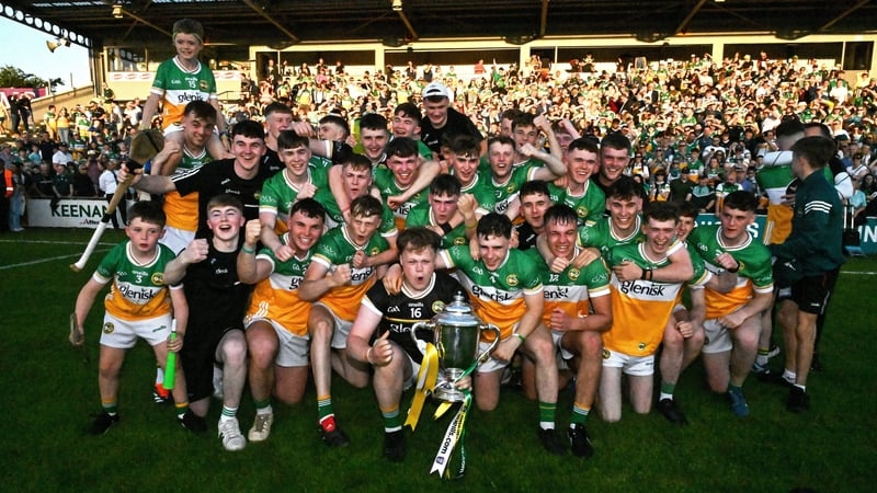 The Offaly players with the James Nowlan Cup