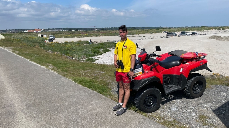 Lifeguard Ross McGrane was on duty at the Bull Wall in Dublin yesterday