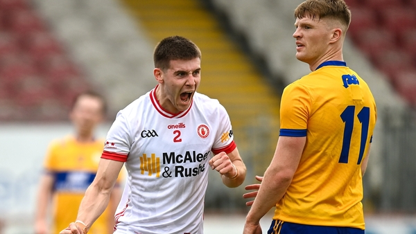Niall Devlin celebrates scoring his second goal against Clare