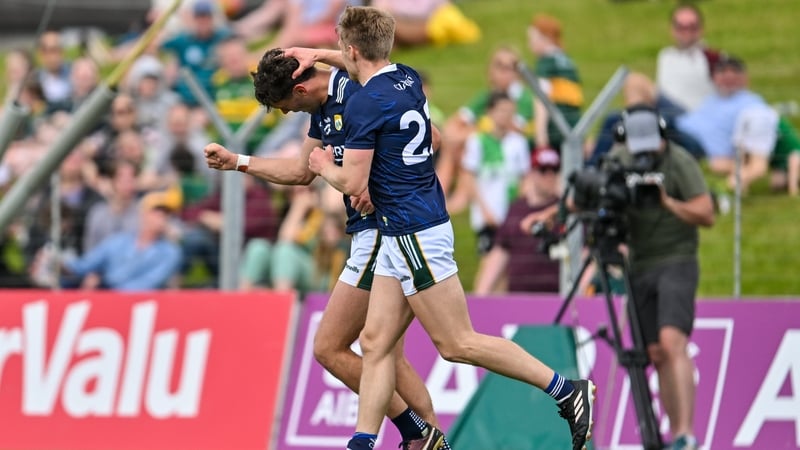 David Clifford is congratulated by Killian Spillane after scoring his side's second goal