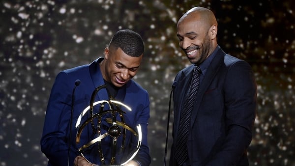 Kylian Mbappe (L) and Thierry Henry