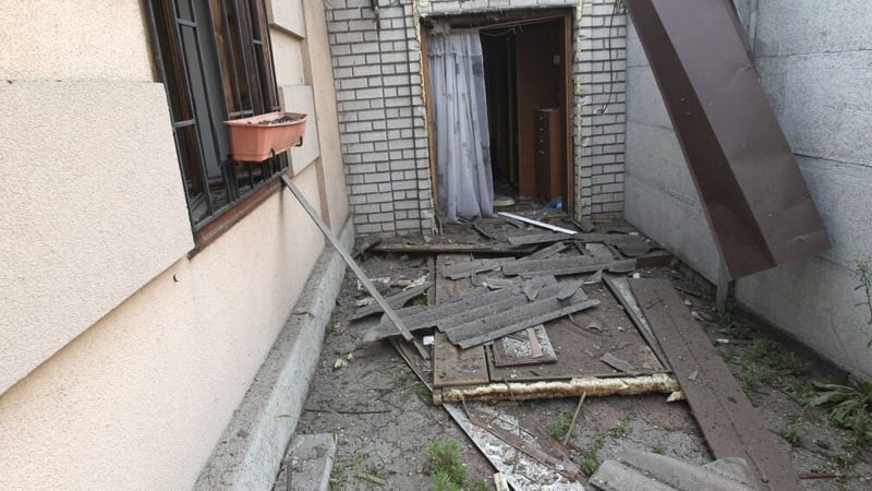 A house damaged in an overnight Russian attack on Dnipro