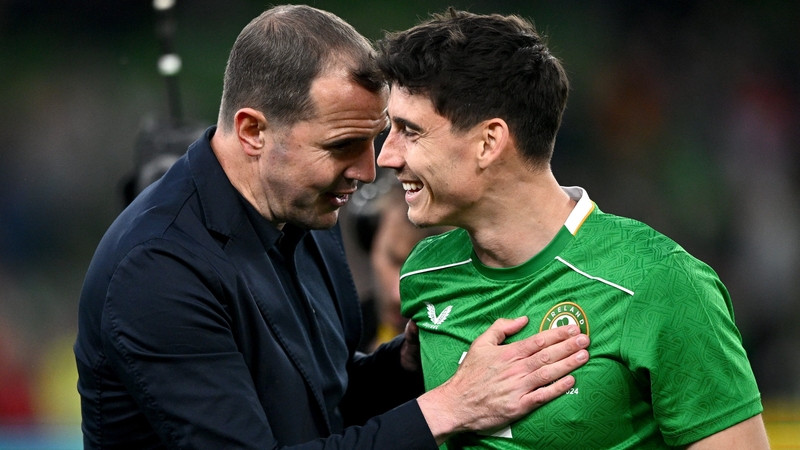 John O'Shea has a moment with Callum O'Dowda after the final whistle