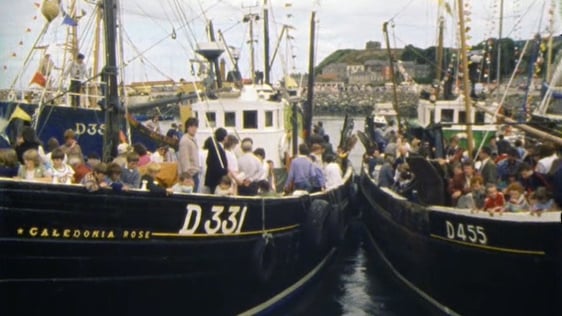Trawlers in Howth harbour during Howth Festival Week, 1984.