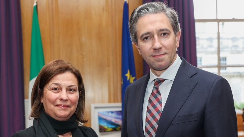 Dr Jilan Wahba Abdalmajid and Simon Harris at Government Buildings