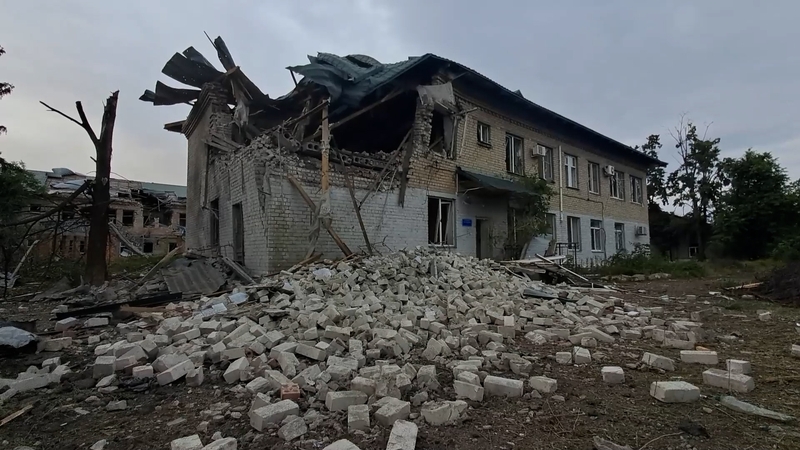 A Russian missile landed near an administrative building and a bus stop in the town of Myrnohrad (File image)