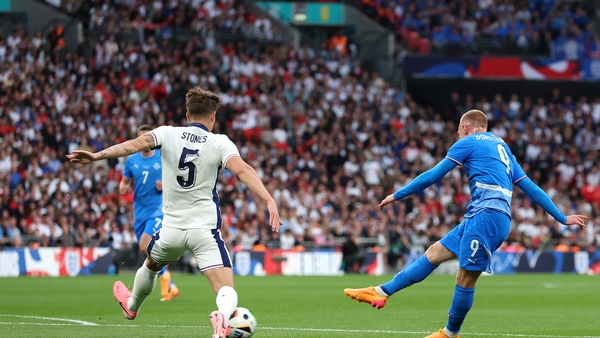 Jon Dagur Thorsteinsson finding the net for Iceland