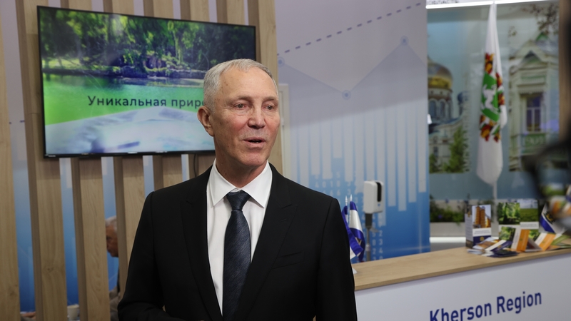 Kherson's Governor Vladimir Saldo a shop packed with customers and staff was hit in Sadove, a town in southern Kherson (File pic)