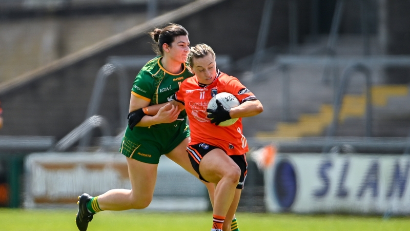 Armagh's Aoife McCoy (R), pictured with Meath's Shelly Melia, scored two crucial goals