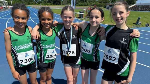 Clongriffin AC members Lucy Kavanagh, Orlaith O'Grady, twins Zara and Mya Arkinsowen and Niamh O'Farrell