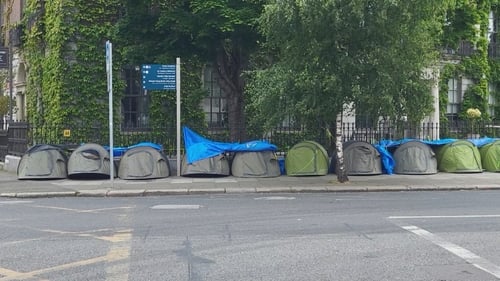 Tents were also removed from Leeson Street on Tuesday