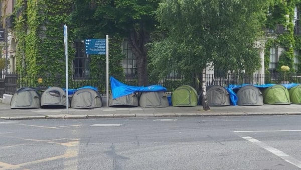 Tents seen on Dublin's Leeson Street last week