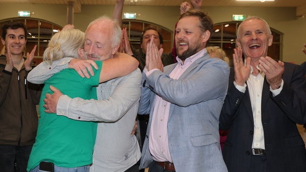Celebrations for the Green Party's Ray Cunningham after his election in Dublin (Pic: RollingNews.ie)
