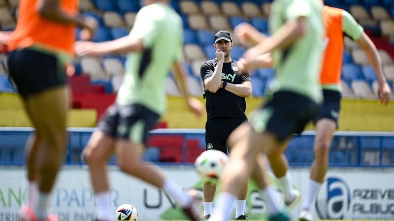 John O'Shea looks on as his side train in Portugal on the eve of the game