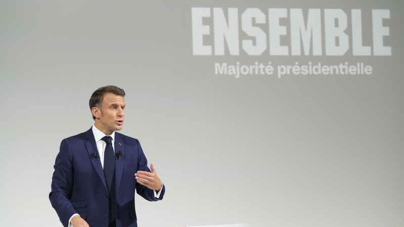 Emmanuel Macron, France's president, speaking at a news conference in Paris