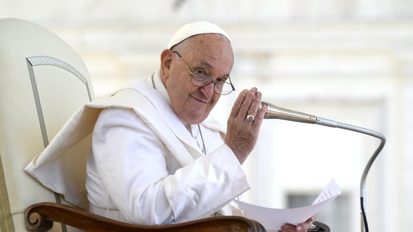 The Pope pictured speaking at his weekly audience where he told priests to keep their homilies short and snappy