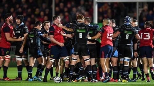 The teams tussle during their Champions Cup meeting in 2017