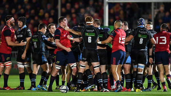 The teams tussle during their Champions Cup meeting in 2017