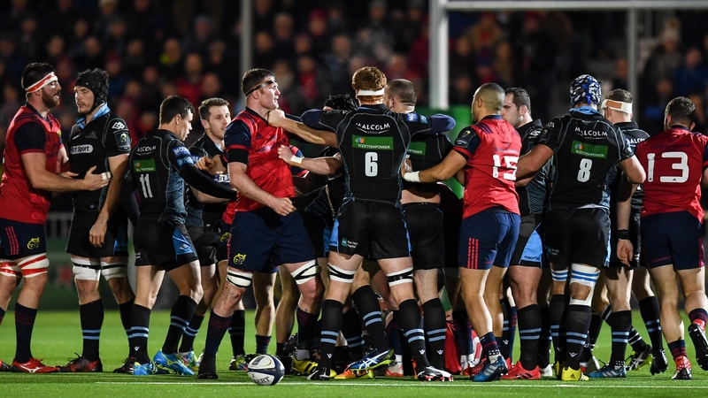 The teams tussle during their Champions Cup meeting in 2017