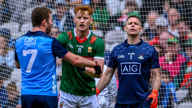 Dublin's Jack McCaffrey keeping close tabs on Mayo's Jack Carney under the watchful eye of Stephen Cluxton during last year's championship tussle