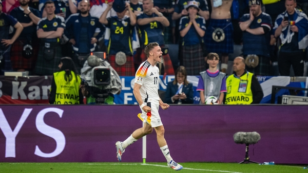Florian Wirtz celebrates opening the scoring at Euro 2024