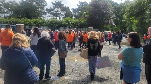 Protesters hung ribbons on the gates of the premises in memory of horses that died there