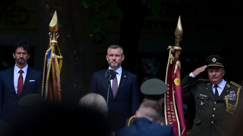 Slovakia's new President Peter Pellegrini (C) speaks after he was sworn in during a ceremonial parliamentary meeting