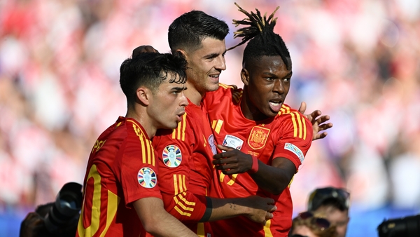 Alvaro Morata celebrates his opening goal against Croatia