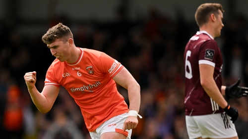 Tiernan Kelly celebrates scoring the only goal of the game