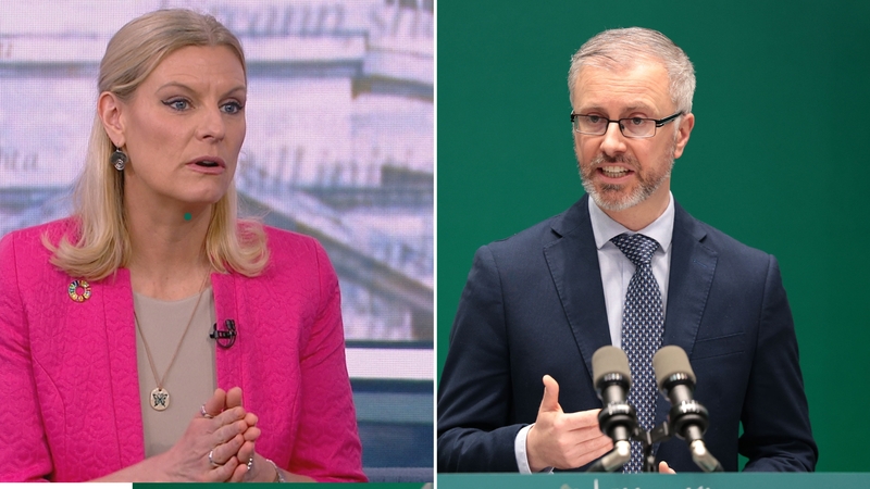 Pippa Hackett (ar chlé) agus Roderic O'Gorman