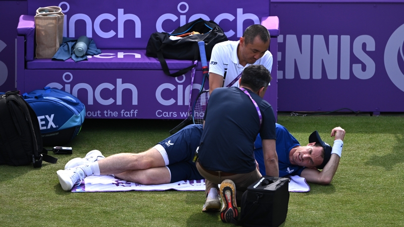 Andy Murray receives treatment