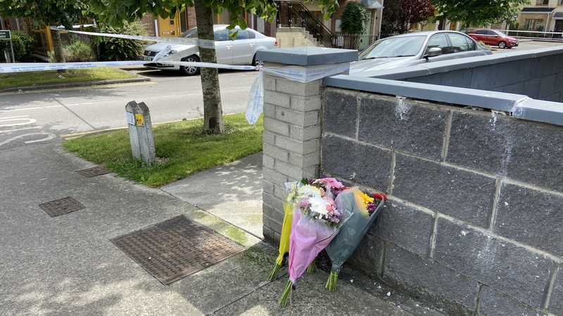 Flowers left at the scene in Finglas in Dublin