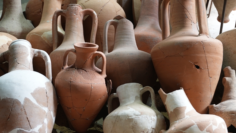 The ship's cargo contained hundreds of amphorae - double-handled jugs that stored goods at sea like wine or olive oil during the Bronze Age (stock image)