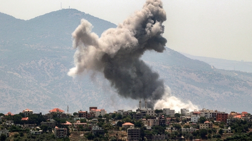 Smoke billows during Israeli bombardment of the village of Khiam in southern Lebanon