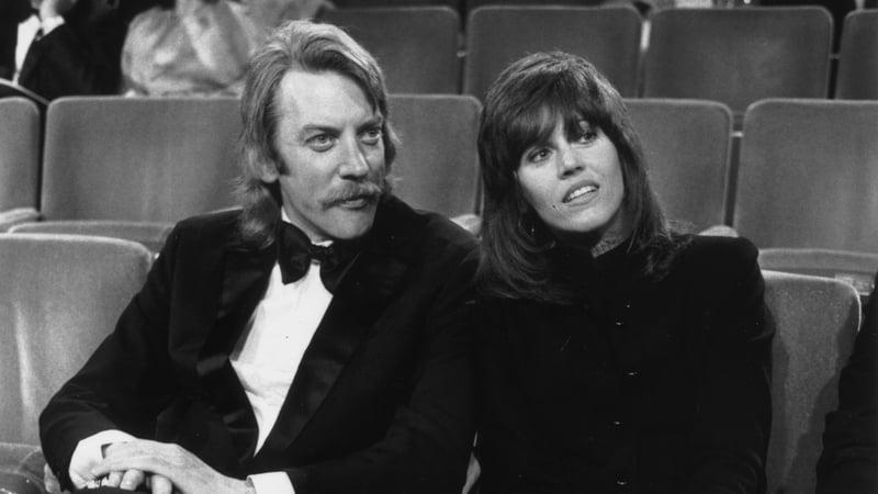 Donald Sutherland and Jane Fonda pictured at the Academy Awards in 1972