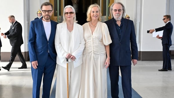 Bjorn Ulvaeus, Anni-Frid Lyngstad, Agnetha Faltskog and Benny Andersson at the award ceremony at Stockholm Royal Palace