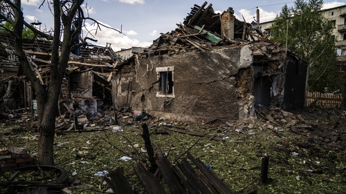 The aftermath of a Russian attack yesterday on the town of Selydove