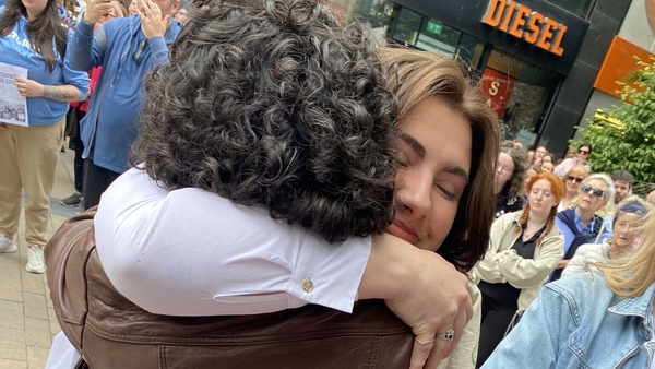 Natasha O'Brien, who was left unconscious after an unprovoked attack in 2022, joined those who gathered to protest in her home city of Limerick
