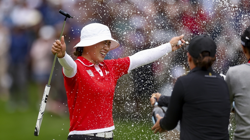 Amy Yang is doused with champagne after winning the KPMG Women's PGA Championship